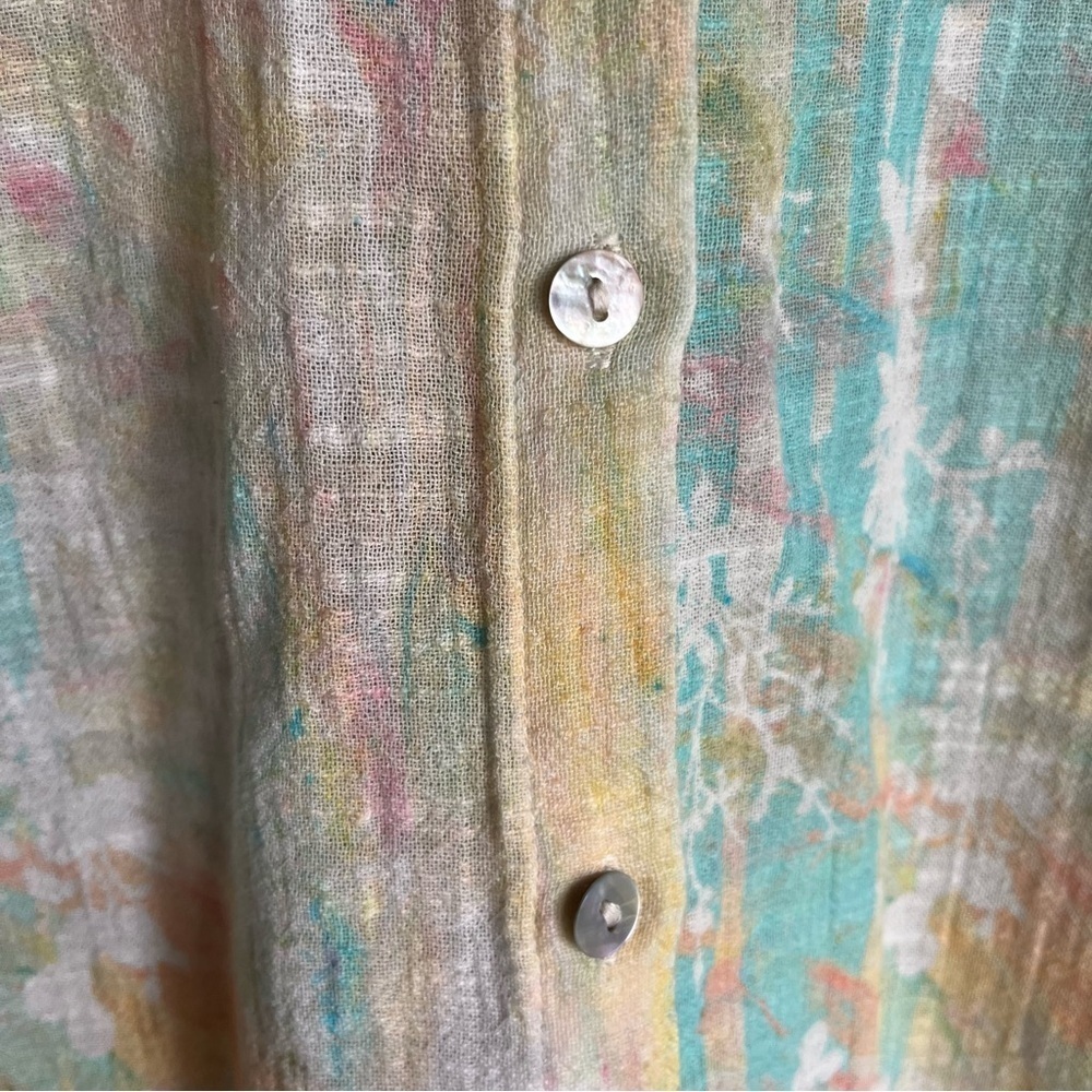 Soft Surroundings Pastel Floral Mixed Materials Button Down Shirt Medium - Picture 8 of 12
